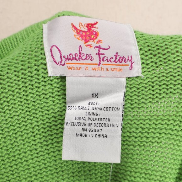 NWT QUACKER FACTORY Light Up Christmas Sweater Santa Claus Reindeer Holiday 1X - Picture 6 of 9